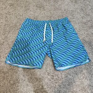 Fair Harbor Shorts Mens XL Blue Green Swim Trunks Lined Drawstring Coolmax